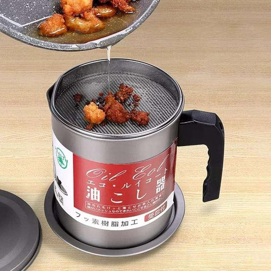 1.4L Stainless Steel Oil Strainer for Kitchen Use