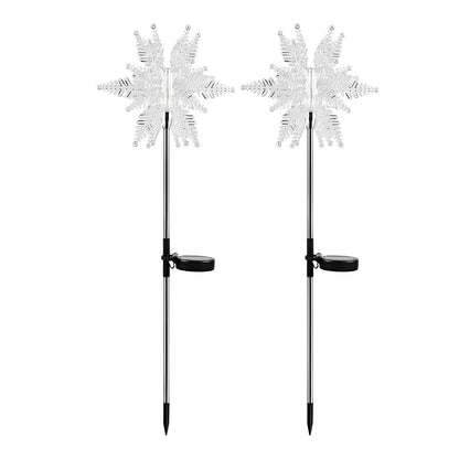 Set of 2 Solar Powered Waterproof LED Lawn Lights - Snowflake Design