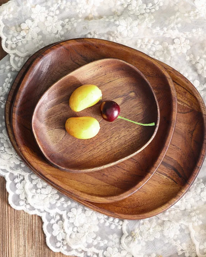 Rustic Wooden Platter Set – Natural Serving Tray for Kitchen Decor