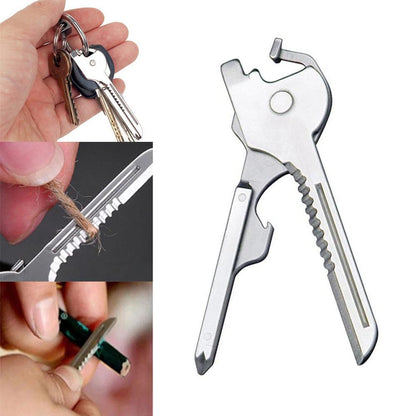 Compact 6-in-1 Keychain Multitool with Bottle Opener - Stainless Steel