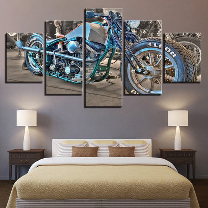 Dynamic 5-Piece Canvas Art: Blue Bicycle Adventure