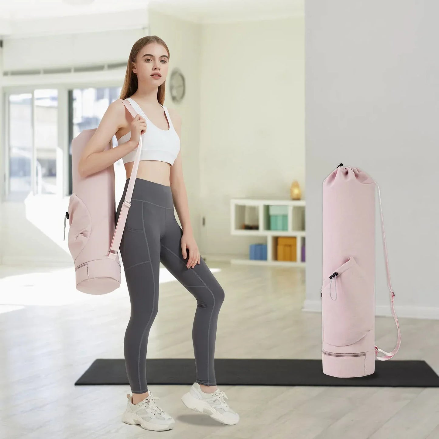 Stylish Yoga Mat Bag with Water Bottle Compartment