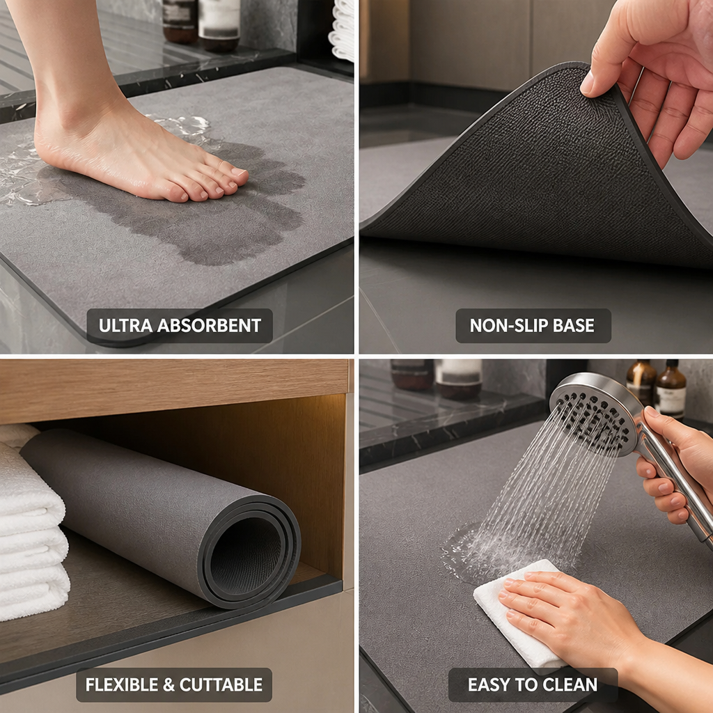 Rapid-Dry Eco-Friendly Bath Mat with Non-Slip Backing