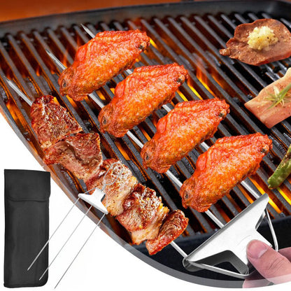 Triple Prong BBQ Skewers for Effortless Grilling