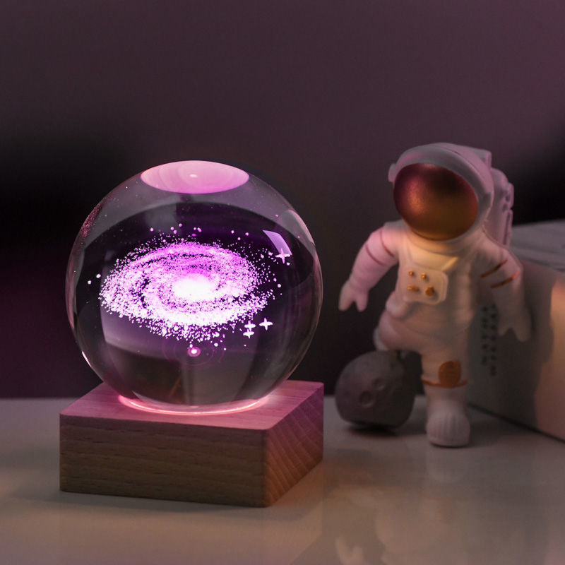 Night Light with 3D Galaxy Crystal Ball Design