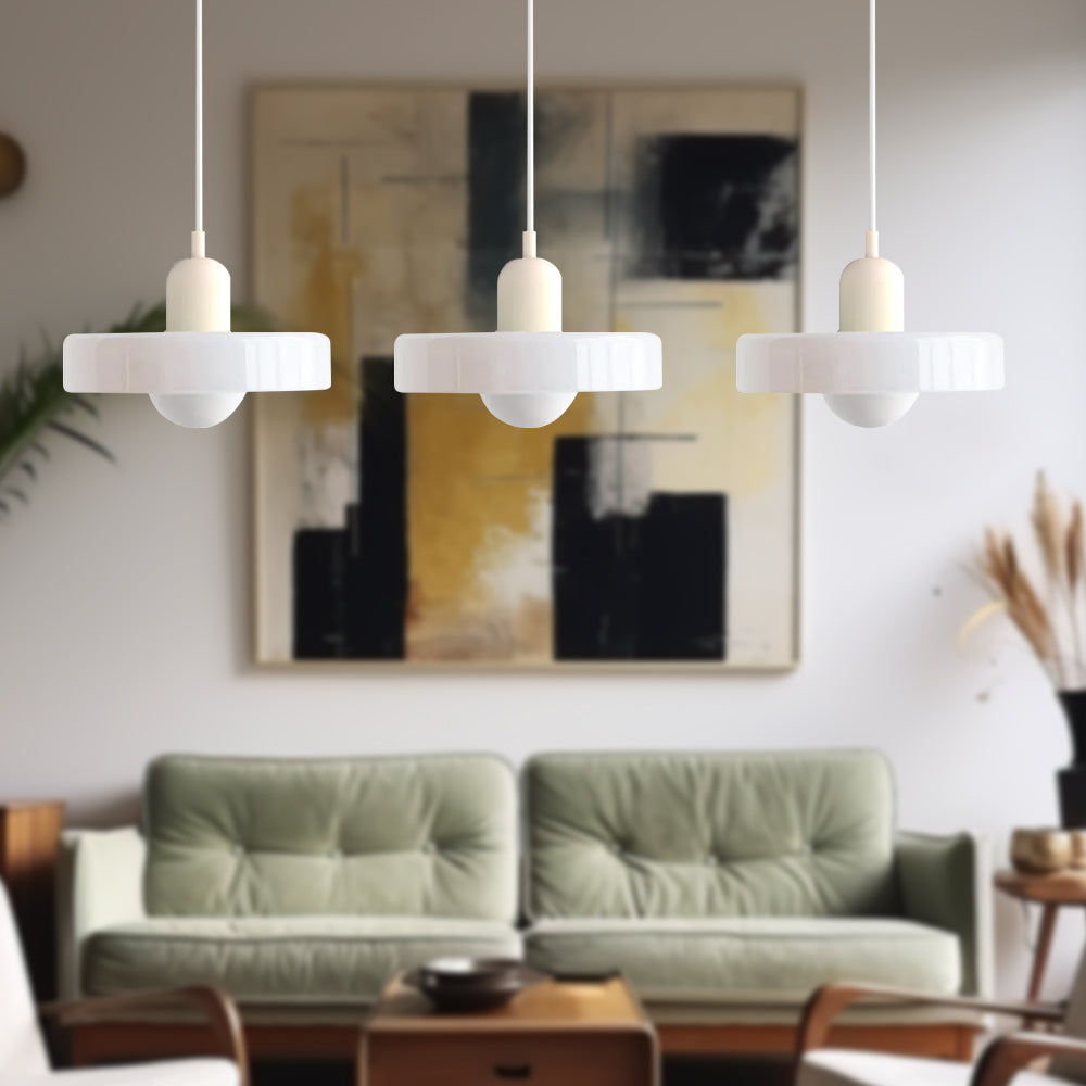 Minimalist Modern Pendant Light - Opal Halo Shade Design