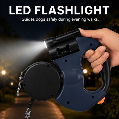 10-Foot Dual Retracting Leash for Dogs with Built-in Flashlight