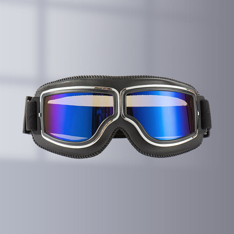 Vintage Motorcycle Goggles with Interchangeable Lenses and Padded Comfort