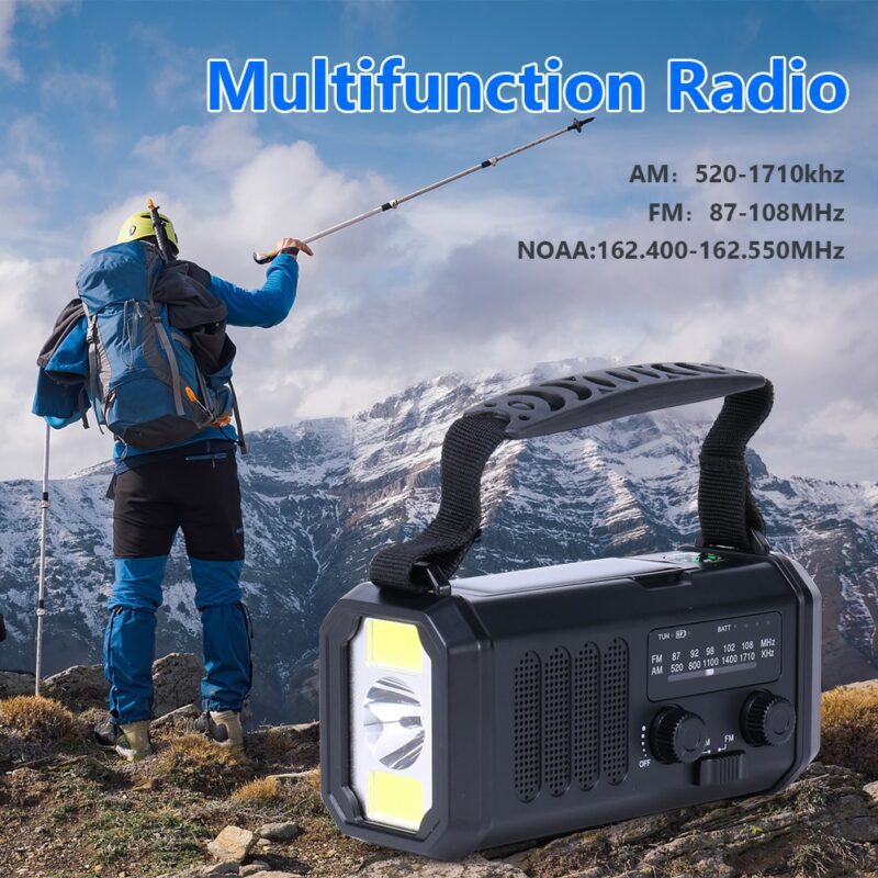 Emergency Radio with Solar and Hand Crank Power