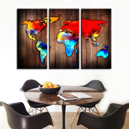 3-Piece Canvas Art Set of Stunning Volcanic World Map