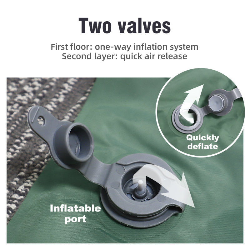 Self-Inflating Double Air Mattress for Camping with Built-in Pillows