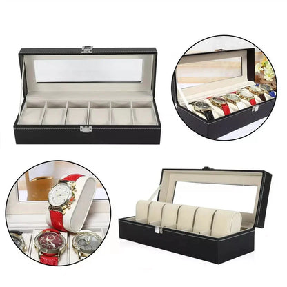 Elegant Leather Watch Display Case with 6 or 12 Slots