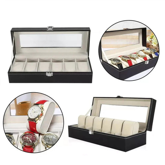 Elegant Leather Watch Display Case with 6 or 12 Slots
