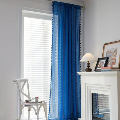 Elegant Crochet Lace Privacy Curtain with Tassels