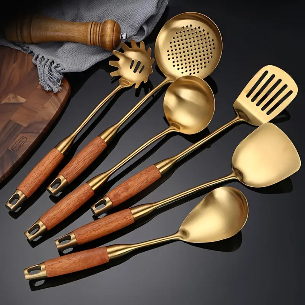 Gourmet Gold Kitchen Tool Set | 6-Piece Essentials