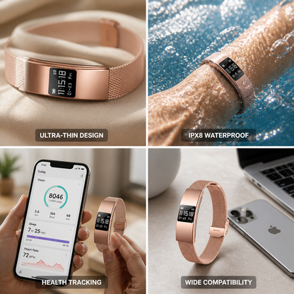 Sleek Waterproof Health Monitoring Smartband