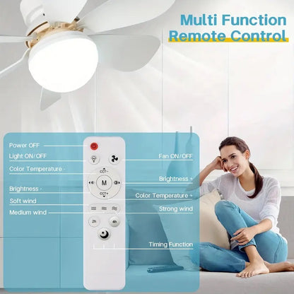 Remote-Controlled 2-in-1 Ceiling Fan Light with E27/B22 Base