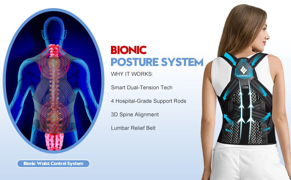 Adjustable Back Support Brace for Spine Alignment, Posture Correction & Pain Relief