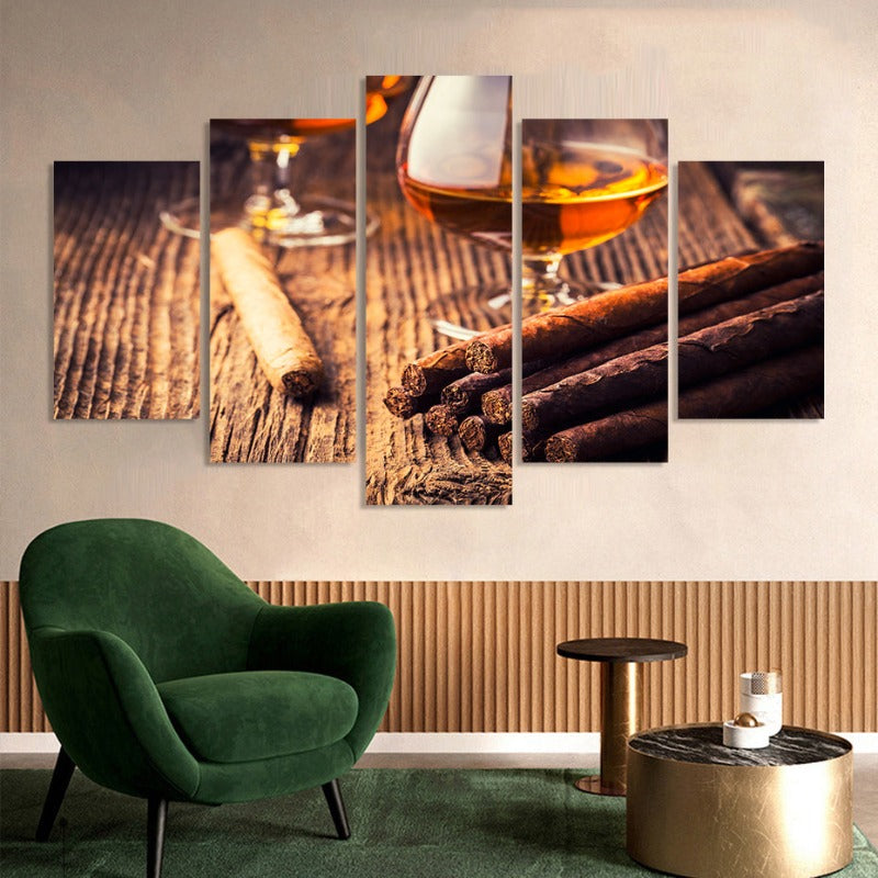 Stunning 5-Piece Brown Abstract Canvas Art Set