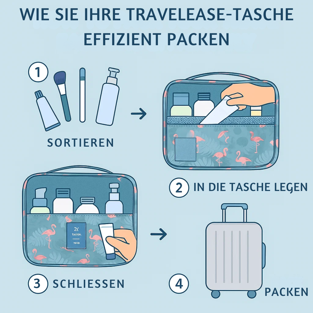 Water-Resistant Cosmetic Bag with Hook and Sections for Travel