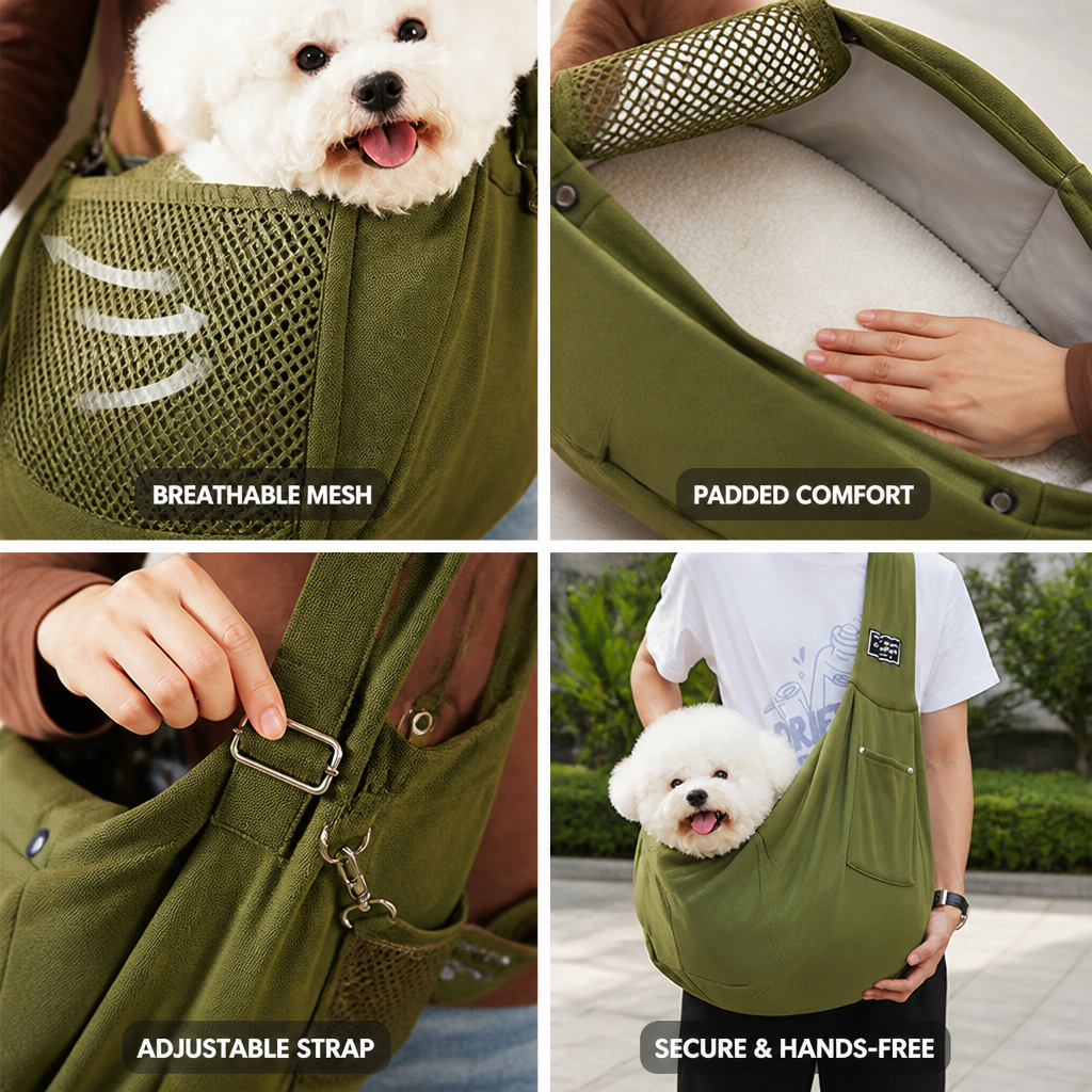 Comfortable and Breathable Pet Sling Carrier for Travel