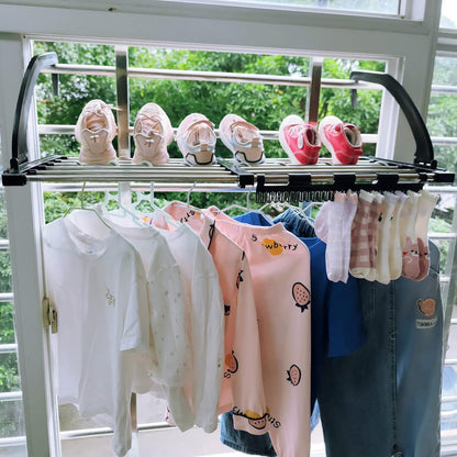 Retractable Drying Rack for Balcony - Portable with Sock Holders