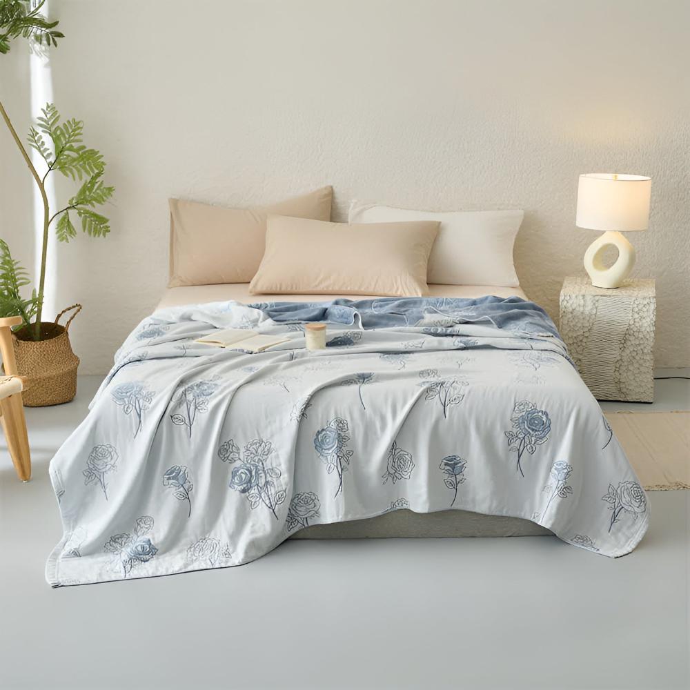Breezy Blossom Organic Cotton Throw Blanket