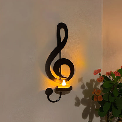 Music Note Shaped Wall Light in Black