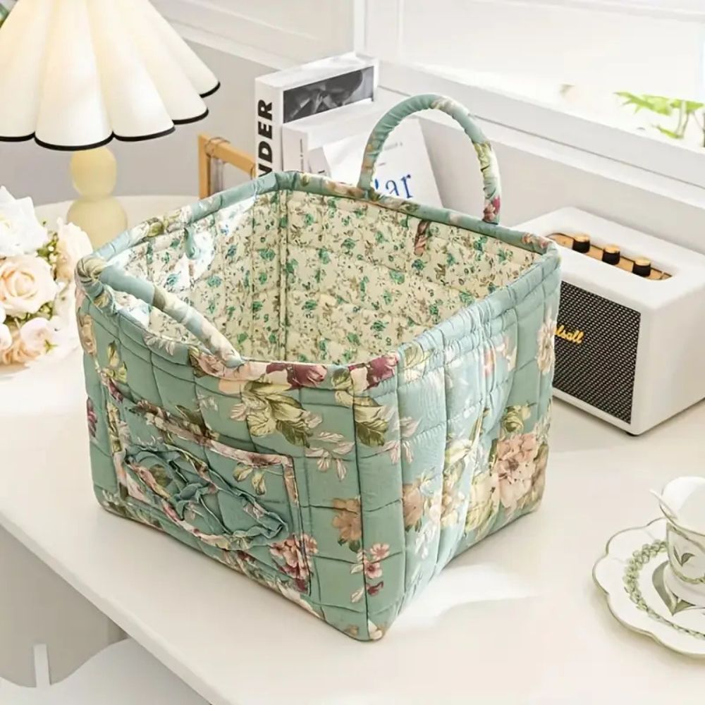 Elegant Floral Fabric Organizer Basket