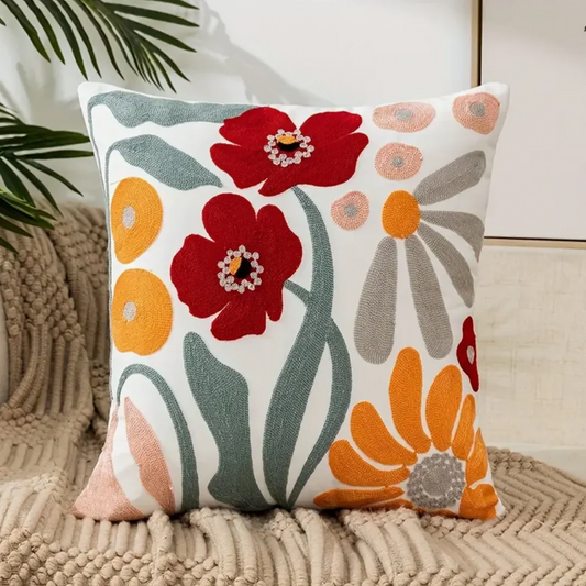 Floral Decorative Cushion with Removable Cover – FloraSoft Design