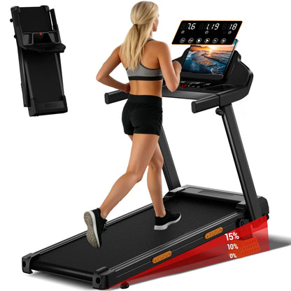 Compact Folding Treadmill with 3.0HP Motor, Bluetooth, and LED Screen