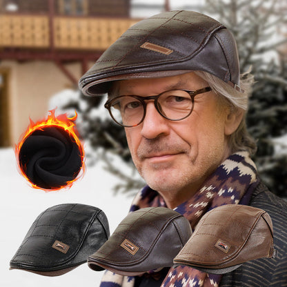 Cozy Plush Leather Beret | Elegant Comfort for a Warm Winter Experience