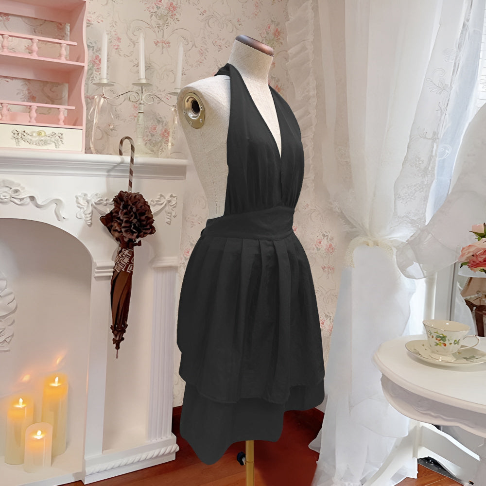 Chic Tie-Back V-Neck Apron for Culinary Enthusiasts