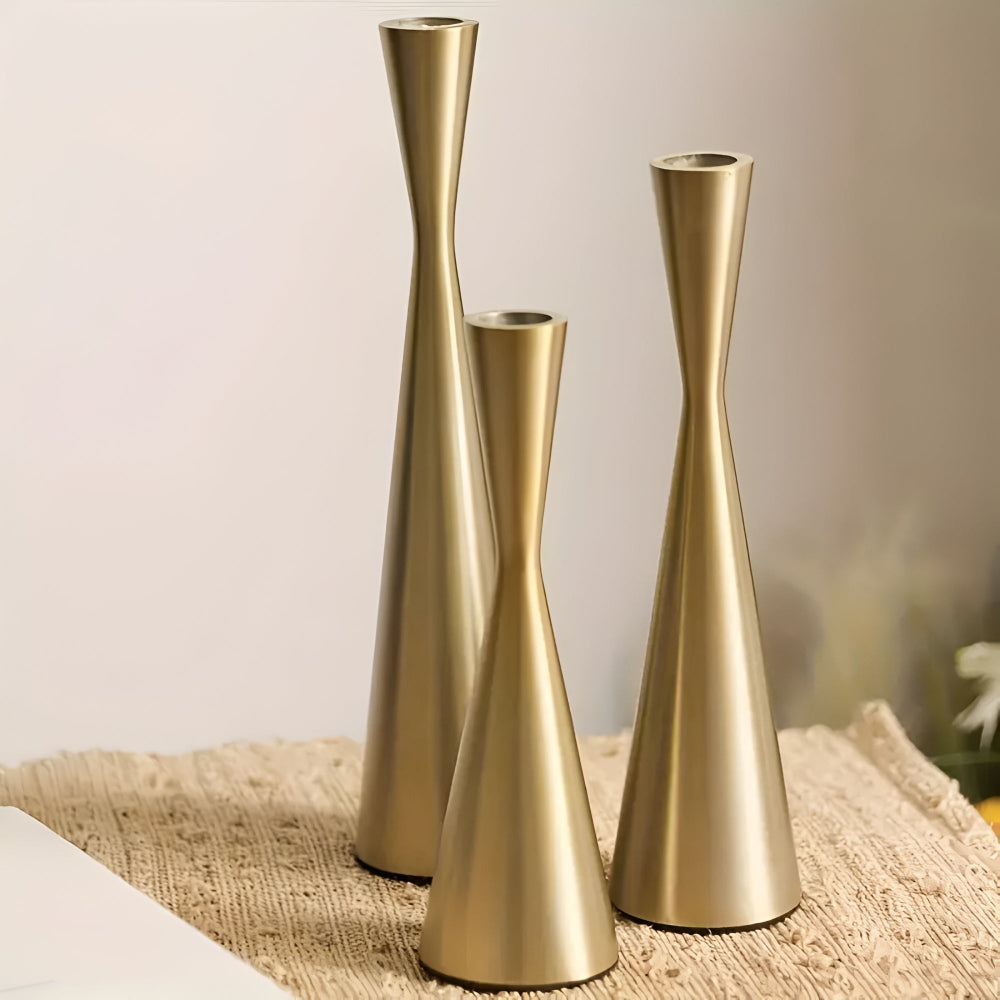 Stylish Nordic Brass Candle Holders | Set of 3