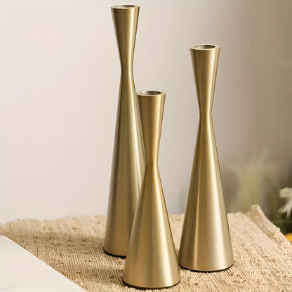Stylish Nordic Brass Candle Holders | Set of 3