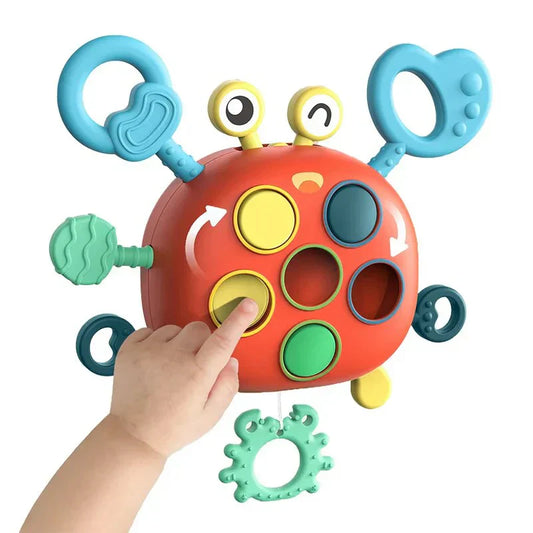 Colorful Crab Pull Toy for Infants - Montessori Inspired Fun