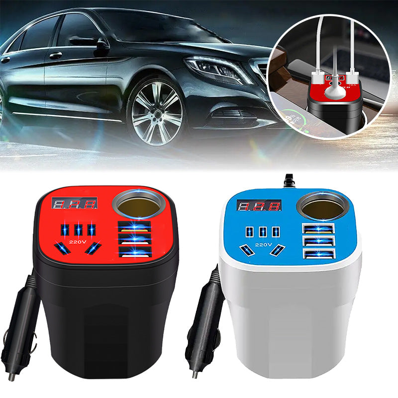 Compact Car Power Converter with Fast Charging Ports