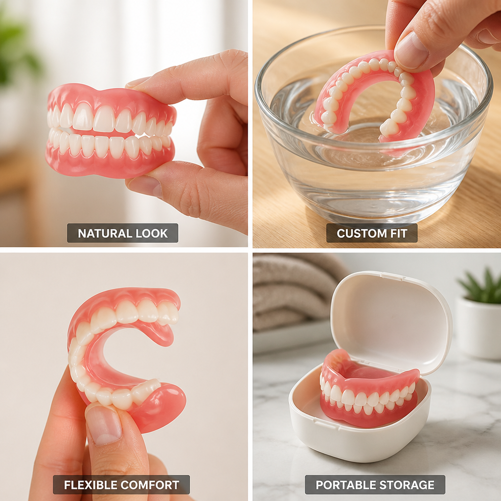 Custom-Fit Silicone Denture Set for a Natural Smile