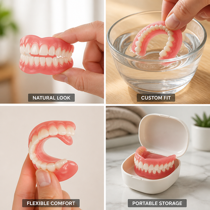 Custom-Fit Silicone Denture Set for a Natural Smile