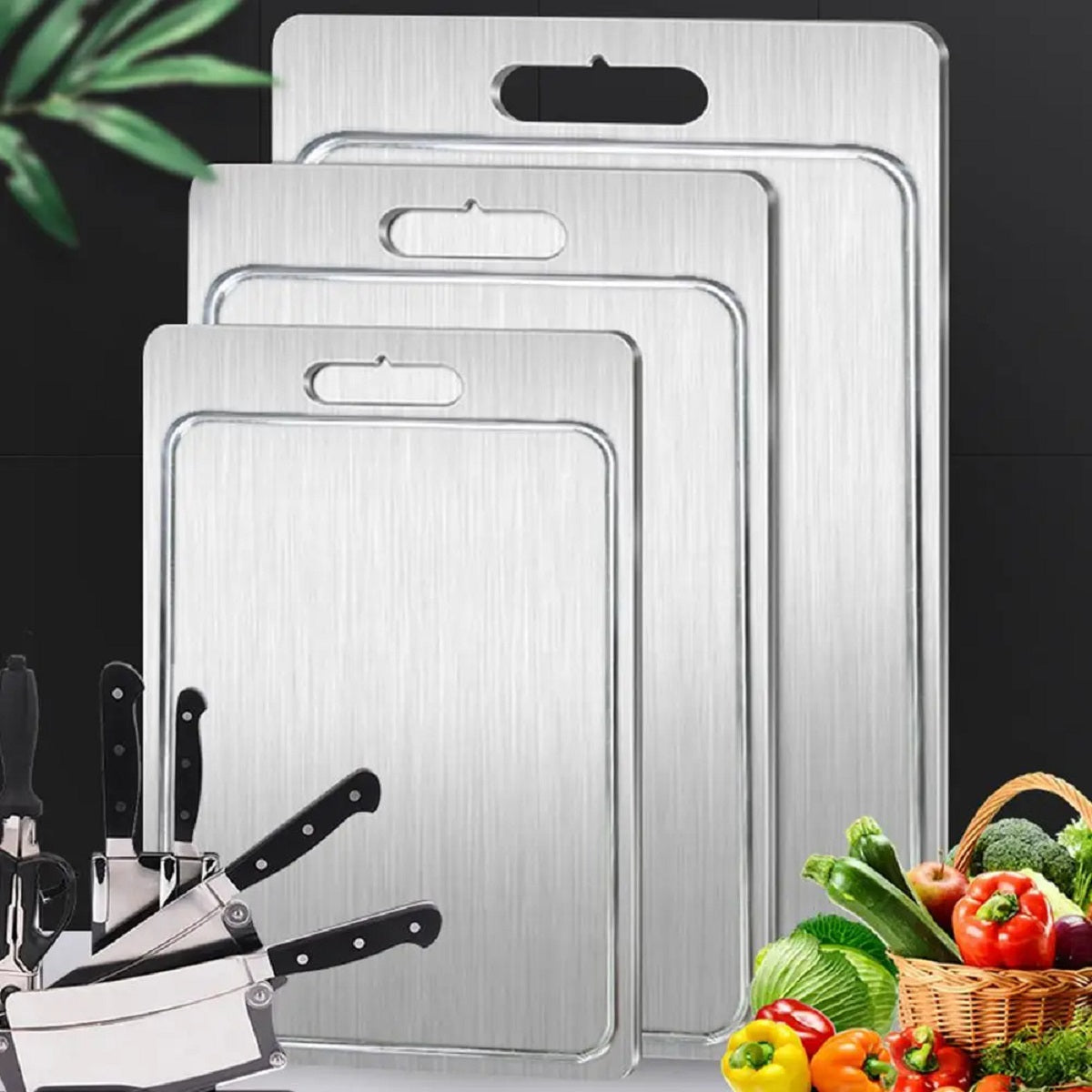 Food Grade Double-Sided Cutting Board - Antibacterial Titanium Steel