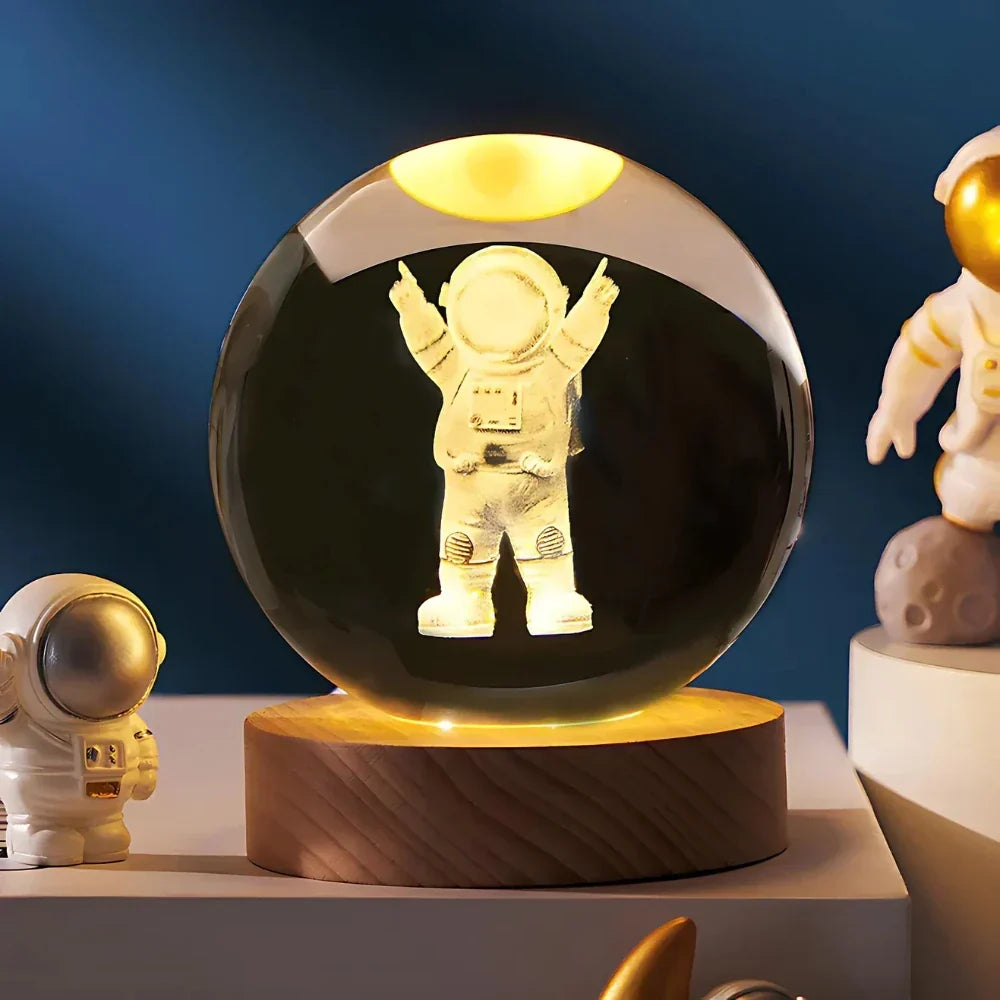 Celestial 3D Engraved Crystal Globe