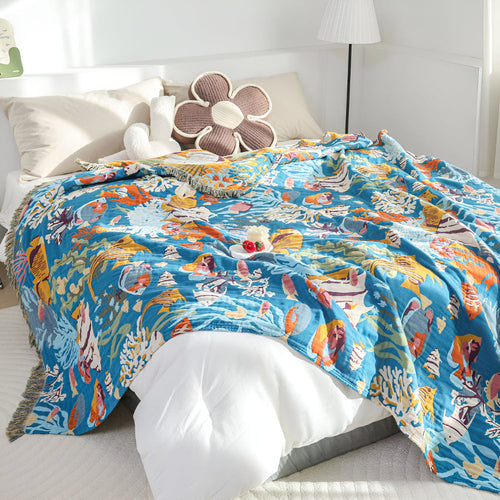 Ocean Breeze Cotton Throw for Year-Round Enjoyment