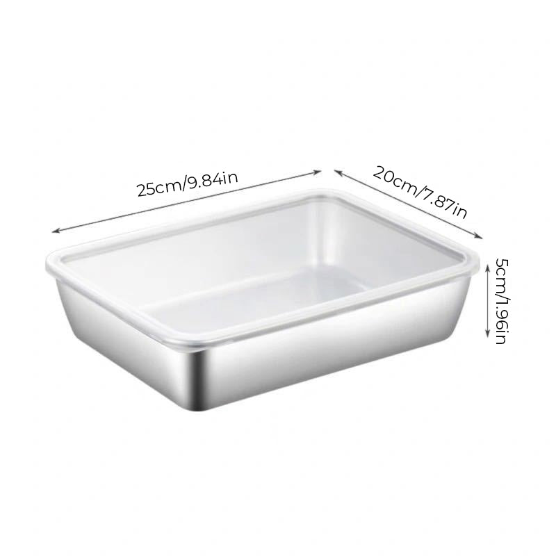 Durable Stainless Steel Square Food Storage Plate with Lid