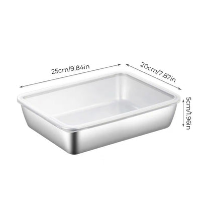 Durable Stainless Steel Square Food Storage Plate with Lid