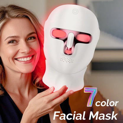 Wireless LED Facial Mask with Neck Light Therapy – 7 Colors, 120 LEDs for Acne and Wrinkle Treatment