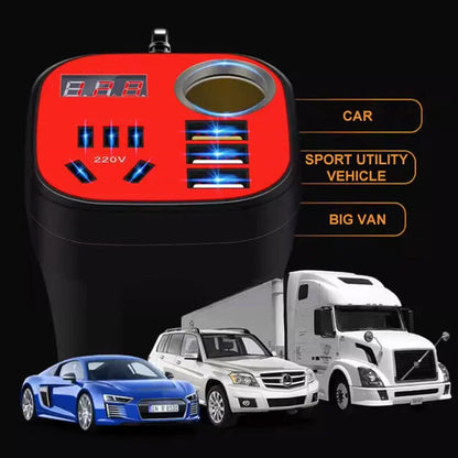 Compact Car Power Converter with Fast Charging Ports