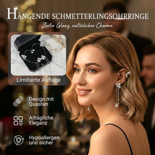 Charming Clip-On Earrings with Butterfly and Floral Design