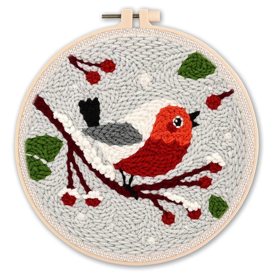 Animal-Themed Punch Needle Kit | DIY Starter Set with Yarn & Hoop | Beginner Embroidery Set
