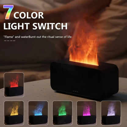 Ultrasonic Humidifier with LED Flame Effect, Timer & Auto Shut-Off - USB 5V Aromatherapy Diffuser
