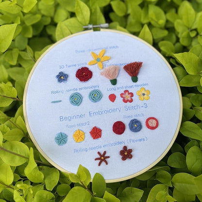 Beginner Embroidery Kit with Washable Patterns | Adjustable Bamboo Frame